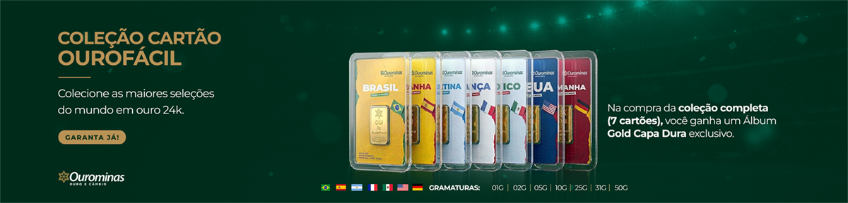 Coleção Cartão OuroFácil. Colecione as maiores seleções do mundo em ouro 24k.